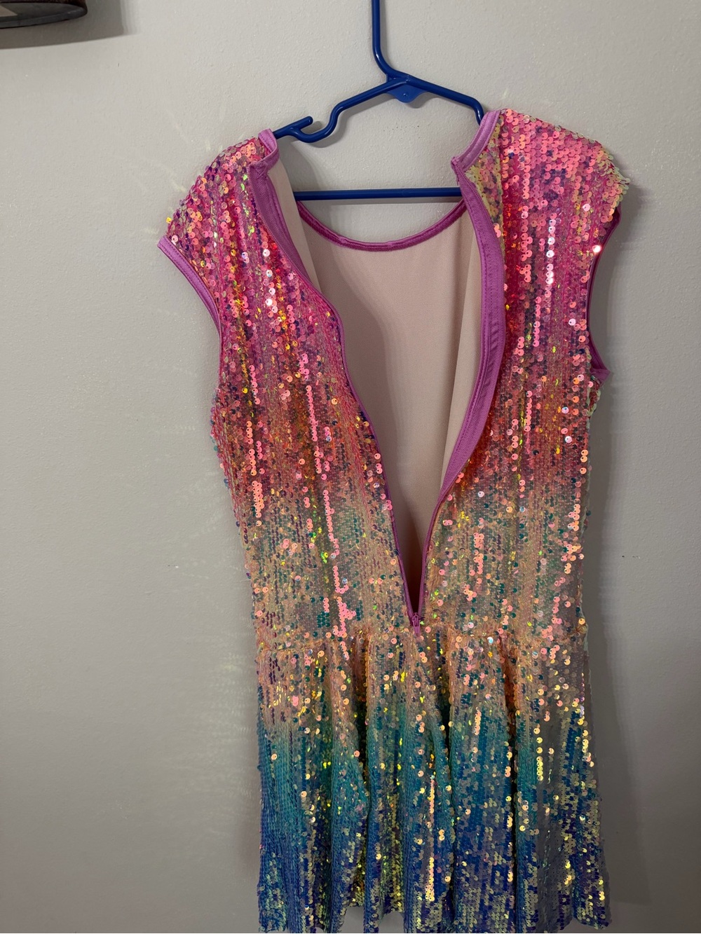 Weissman Pink to Blue Sequin Ombre Dance Dress costume - Picture 6 of 8